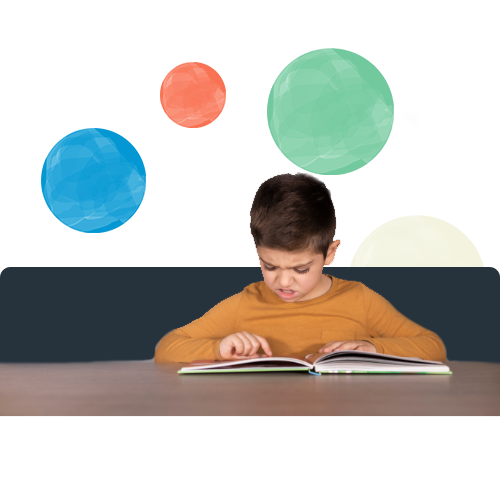 child having a hard time reading a book
