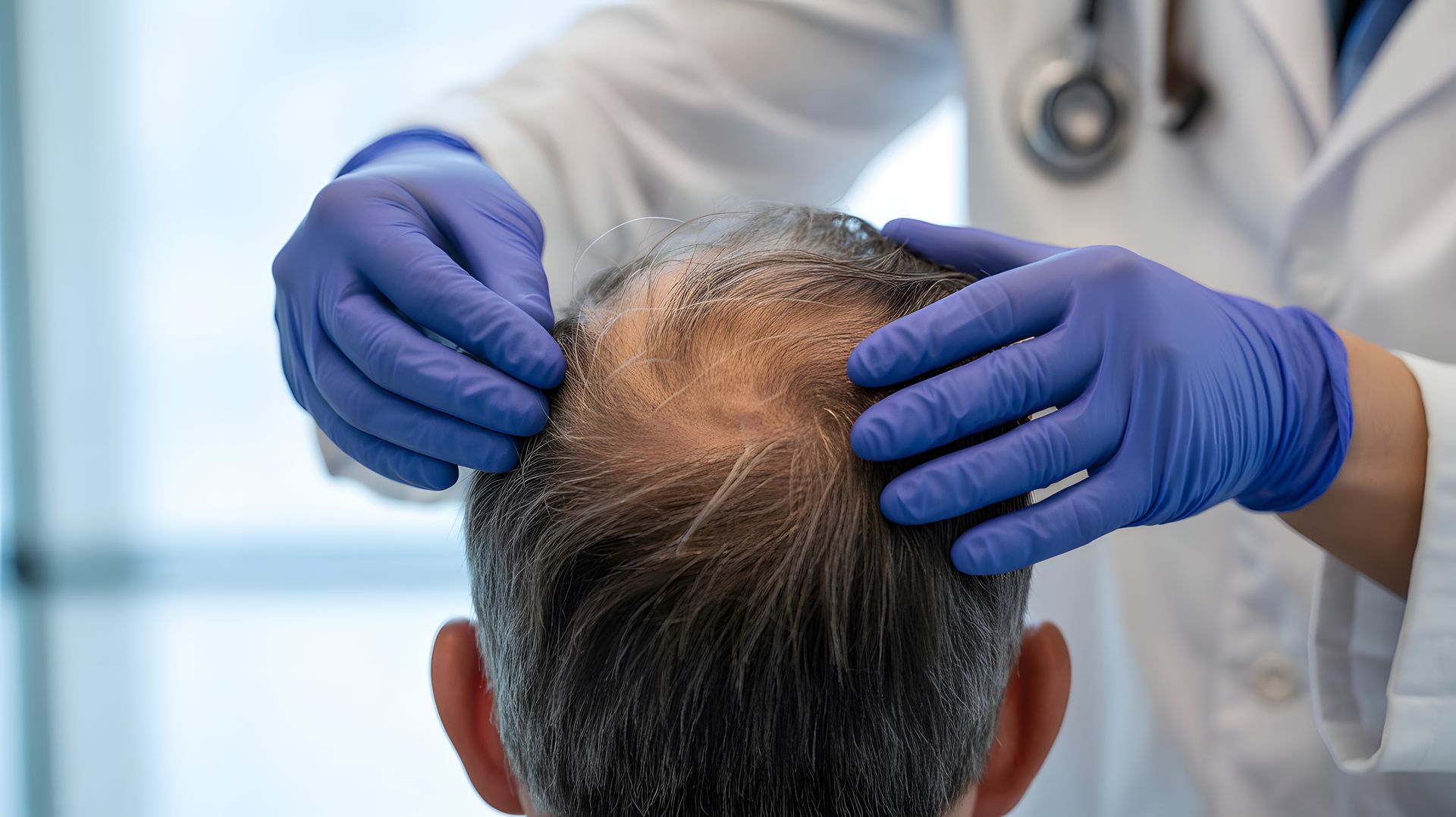 man during hair restoration treatment - sante wellness