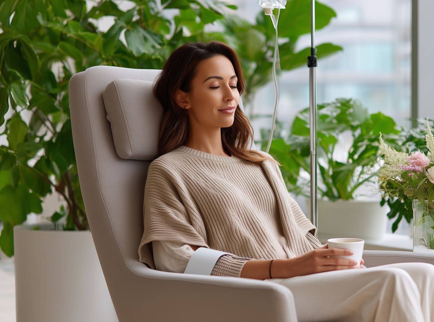 sante wellness woman relaxing during iv session