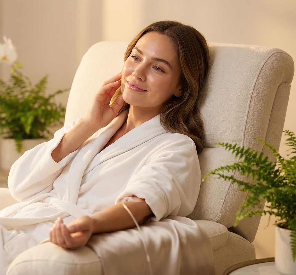 woman relaxing during IV therapy session at sante wellness