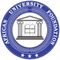 Blue-and-white seal of the African University Foundation with a book and columns in the center
