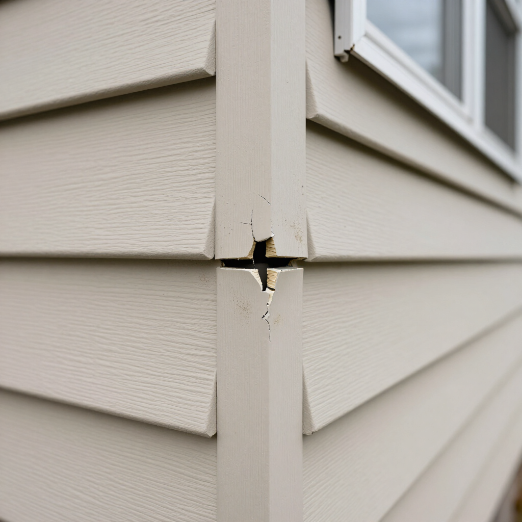 Open caulk seam between siding panels