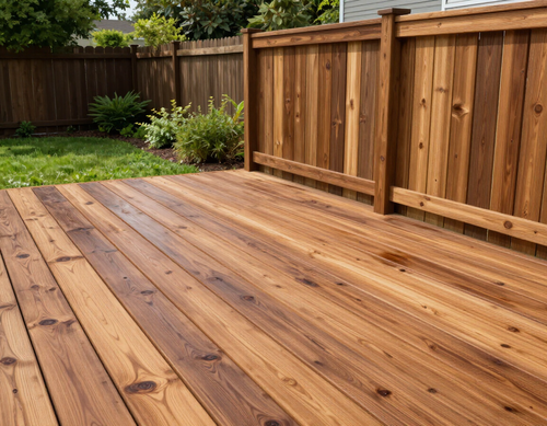 Stained wood deck and fence