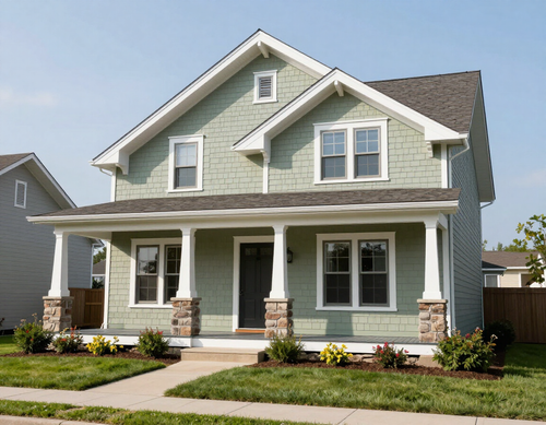Freshly painted craftsman-style home exterior