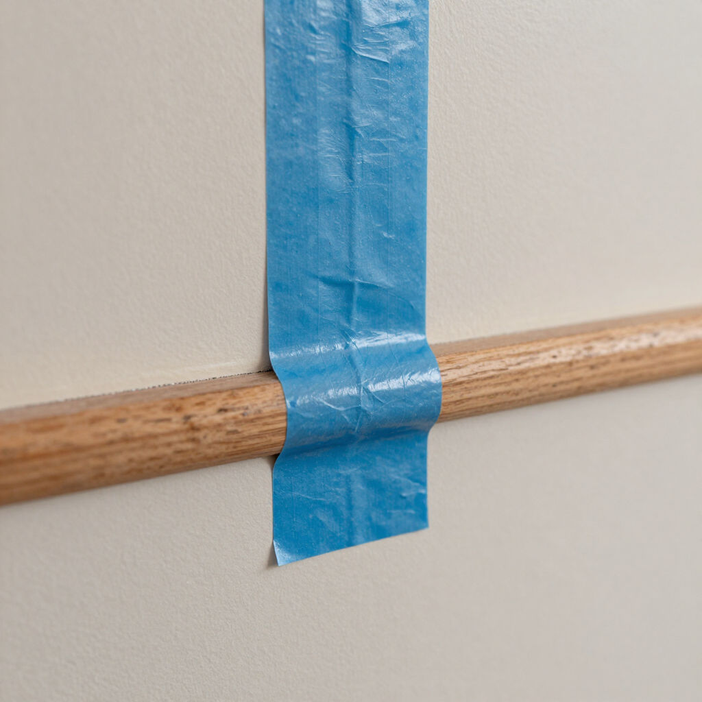 Taped trim edges ready for painting