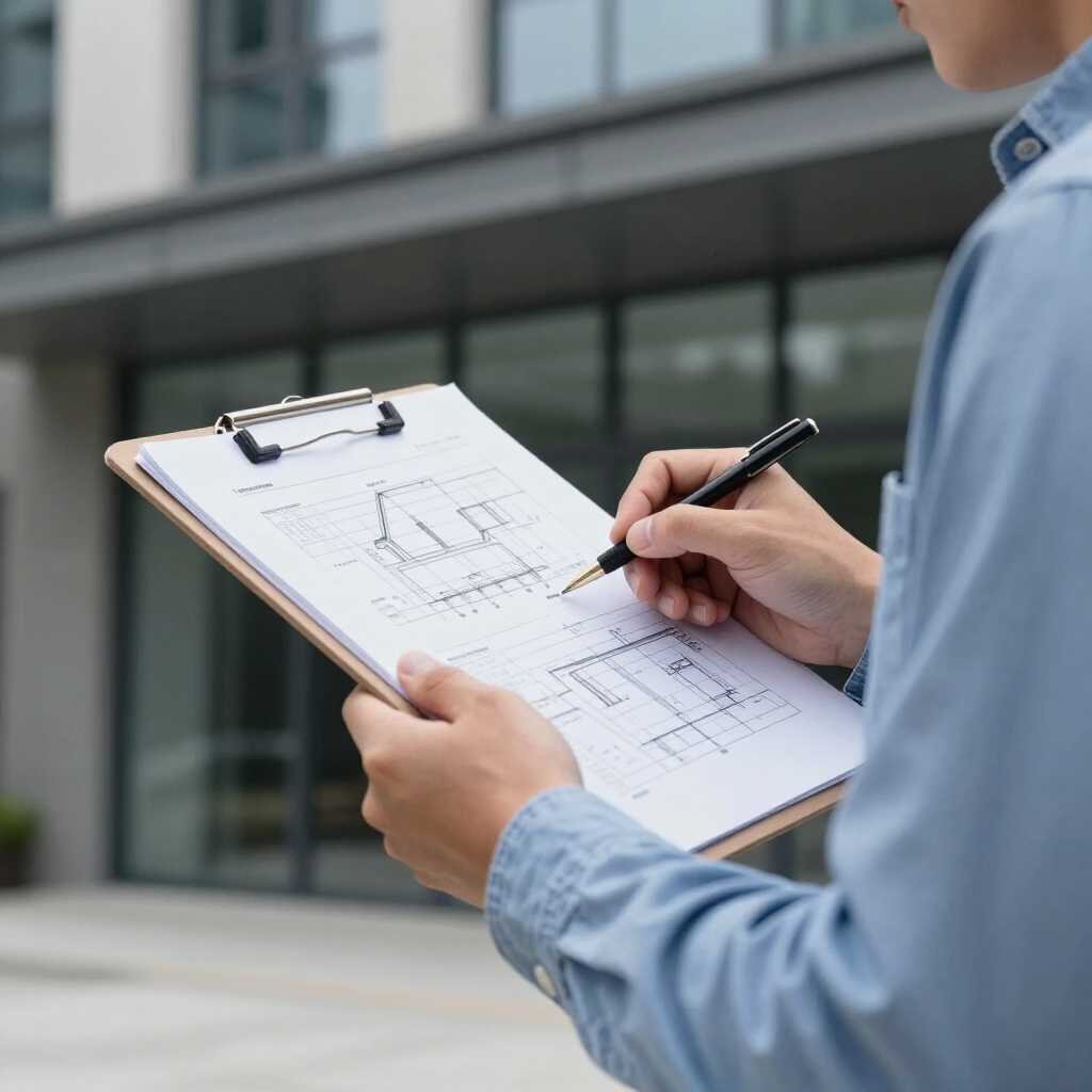 Site walkthrough with clipboard