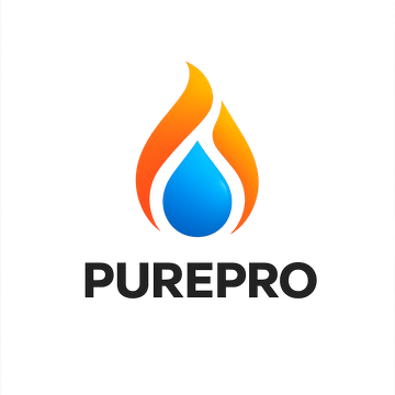 PUREPRO logo with an orange and blue flame/water drop icon above the brand name