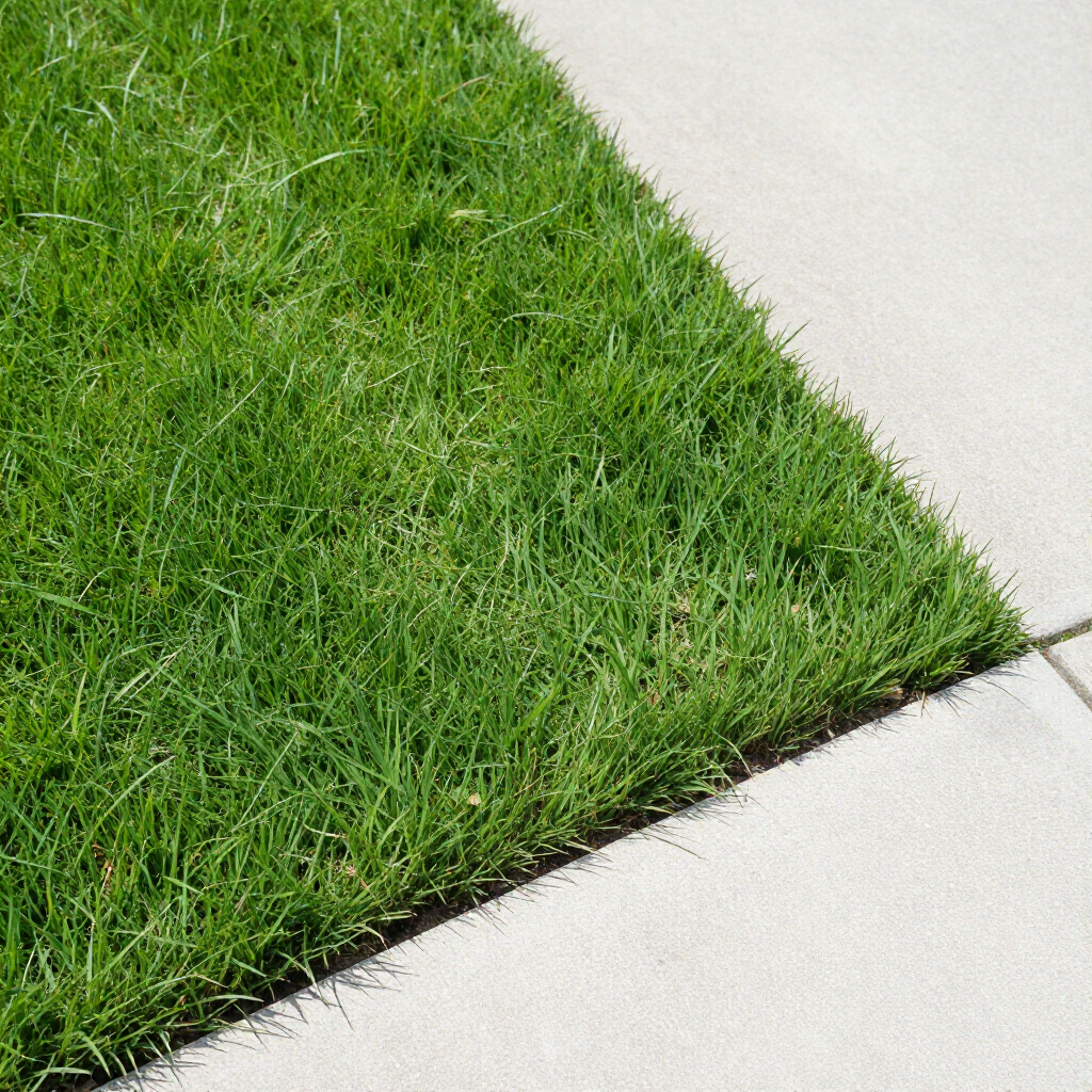 Freshly mowed green lawn with crisp edging