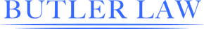 BUTLER LAW logo in blue serif text with a thin blue horizontal line underneath