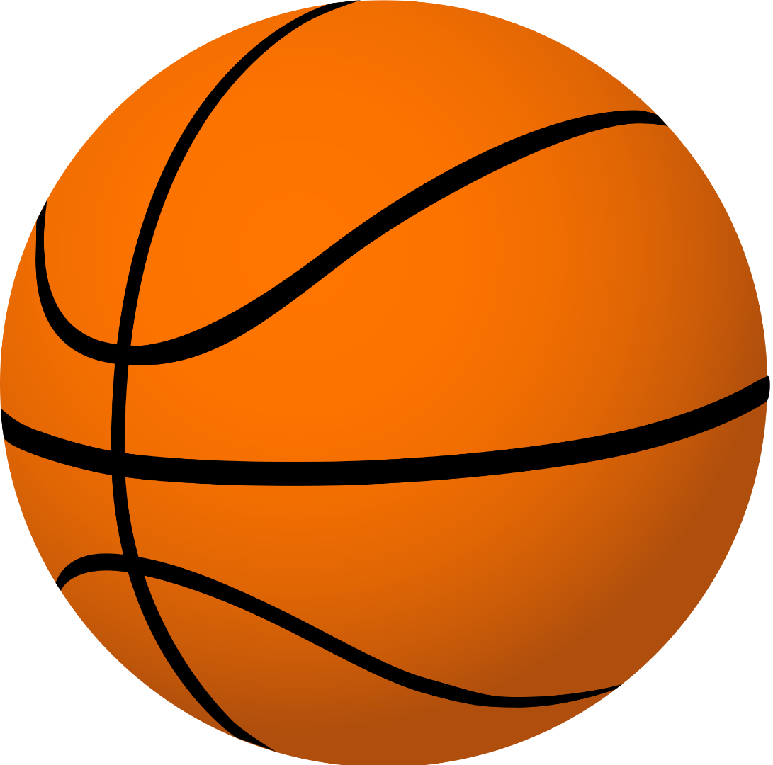 Orange basketball with black lines on a white background