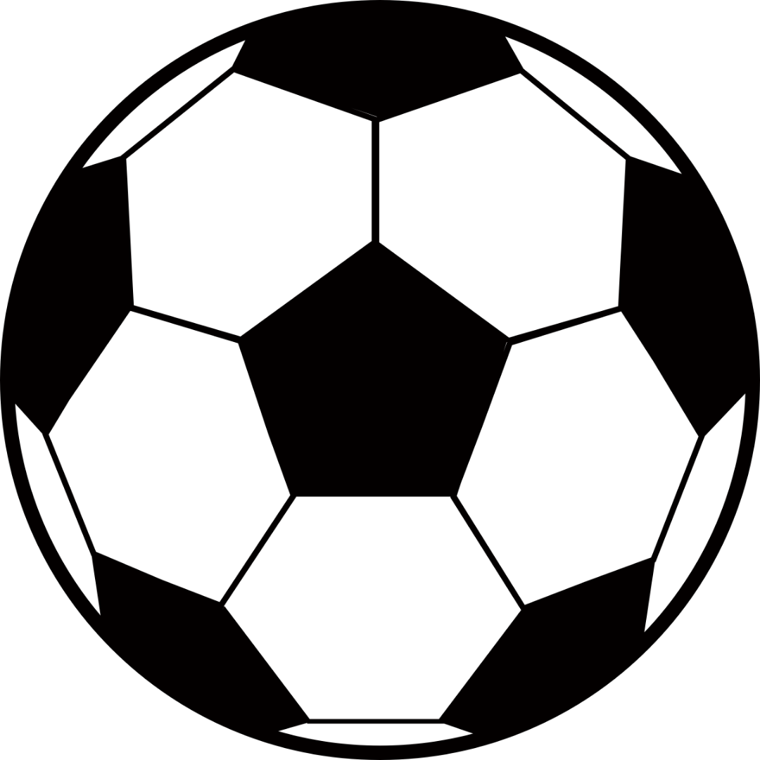 Black and white soccer ball icon on a plain background