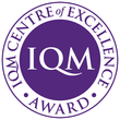 Purple circular logo with 
