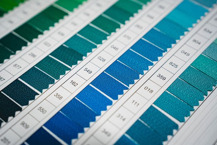 campionario colori per chiusure lampo
