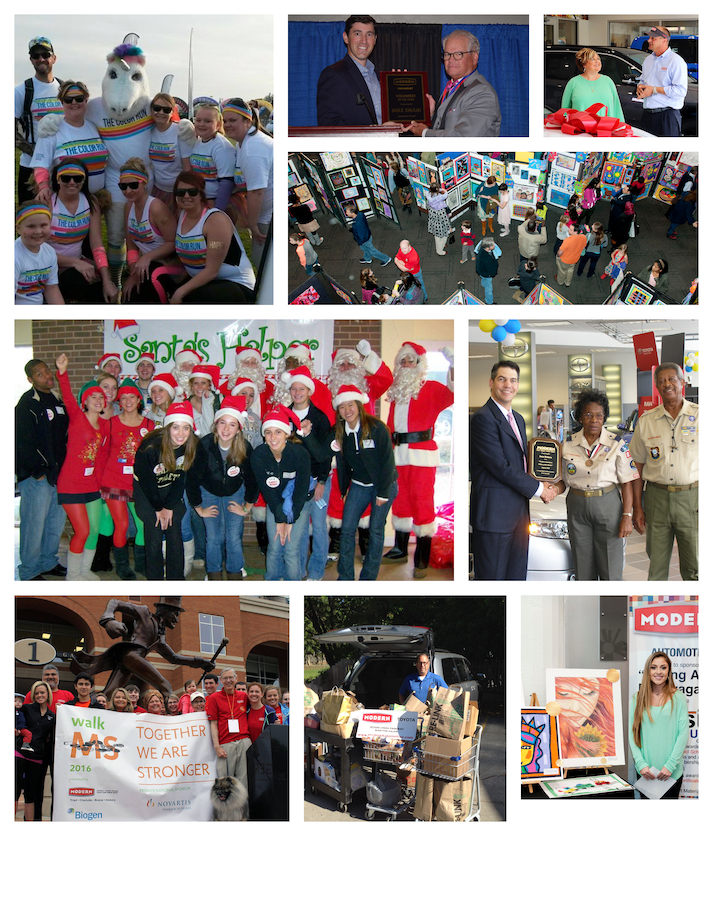 An old photo of a man kneeling next to a small girl in a toy car