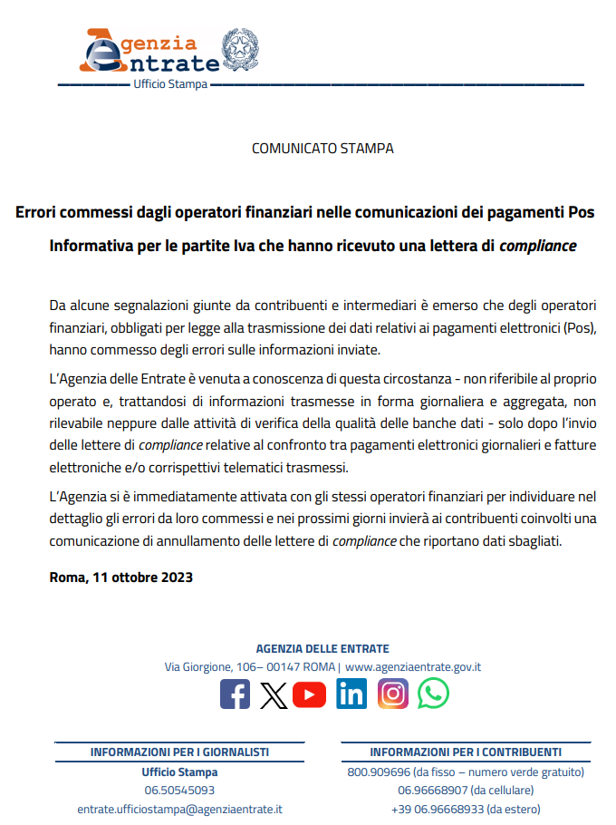 Comunicazione rettifica ade