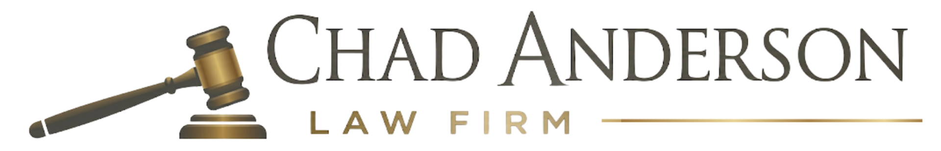 Chad Anderson Law Firm logo with gavel icon in beige and brown