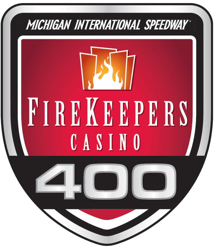 The logo for the michigan international speedway firekeepers casino 400