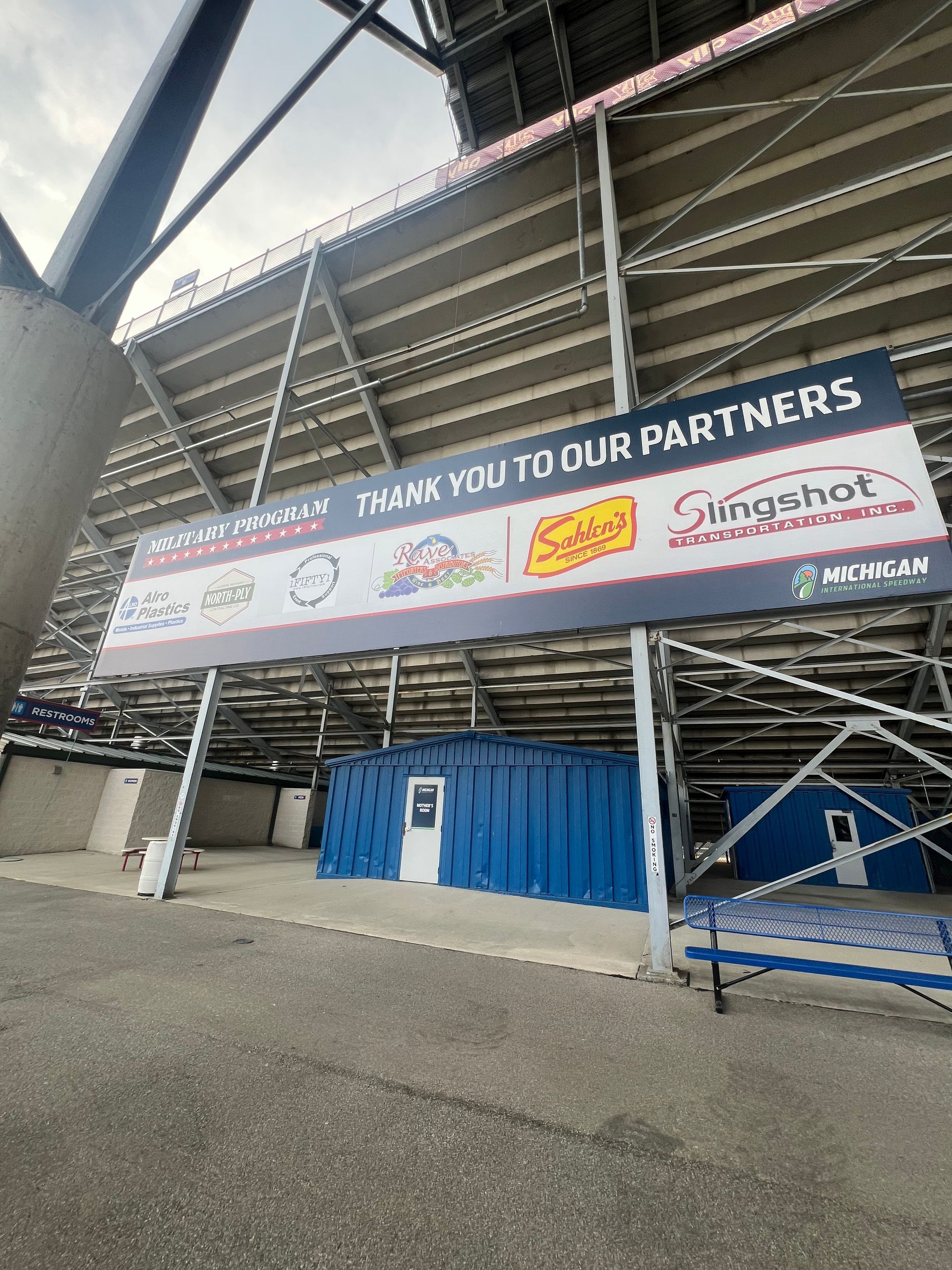 Sign at stadium entrance: 