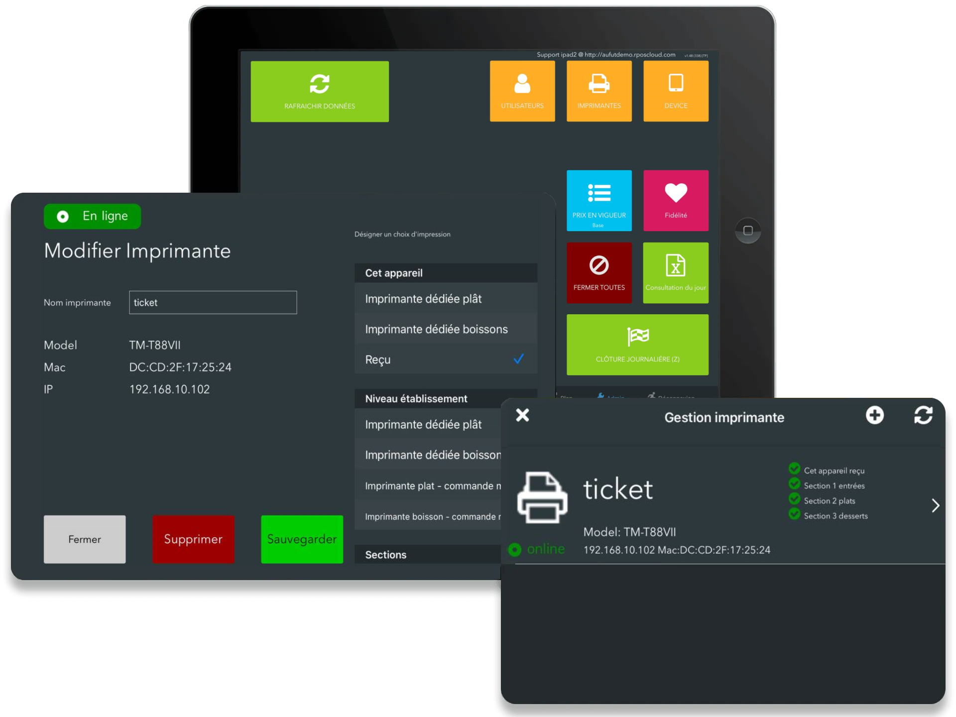 Configuration du routage des impressions de la caisse