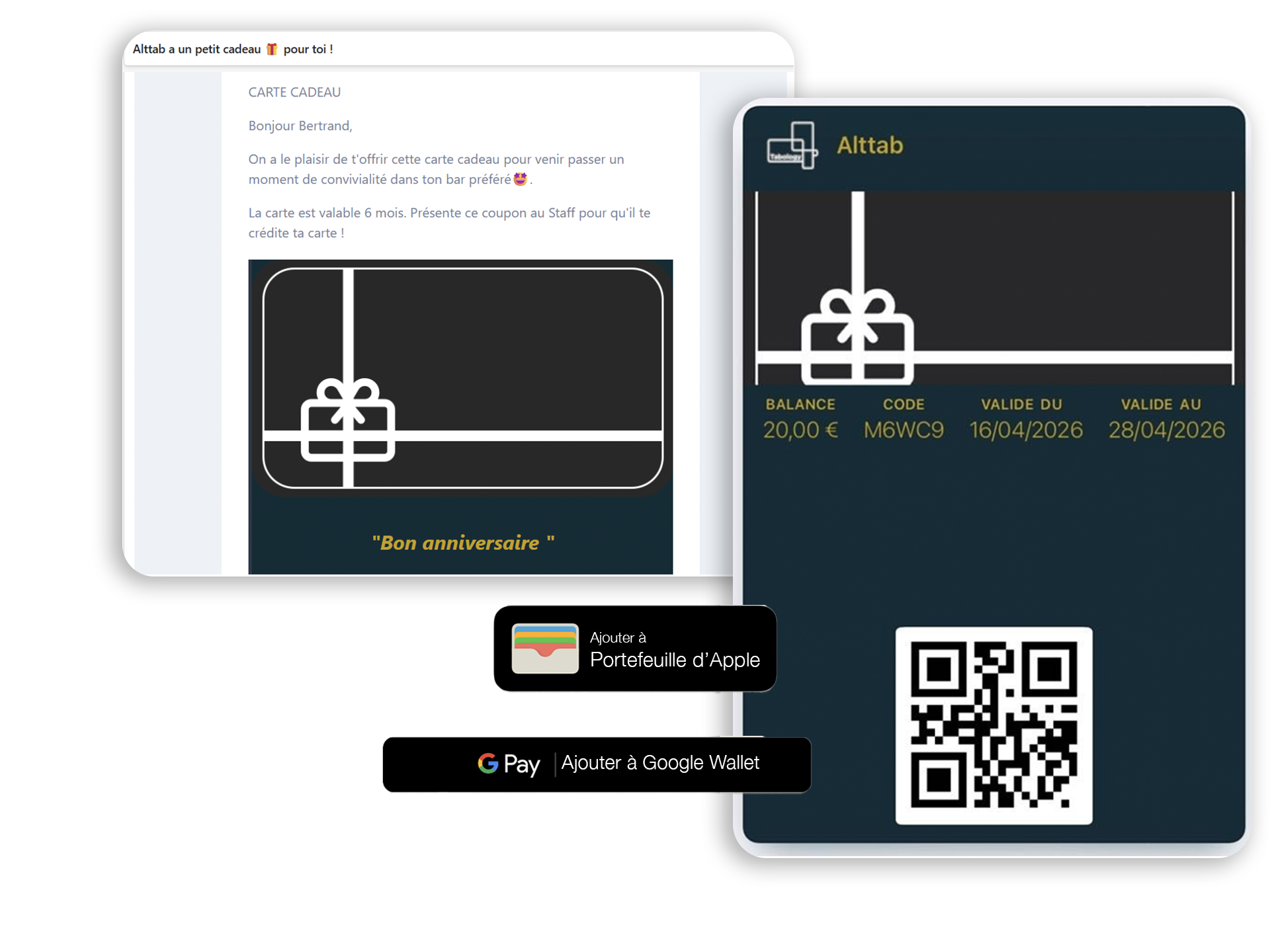 Cartes cadeaux sur Apple ou Google wallet