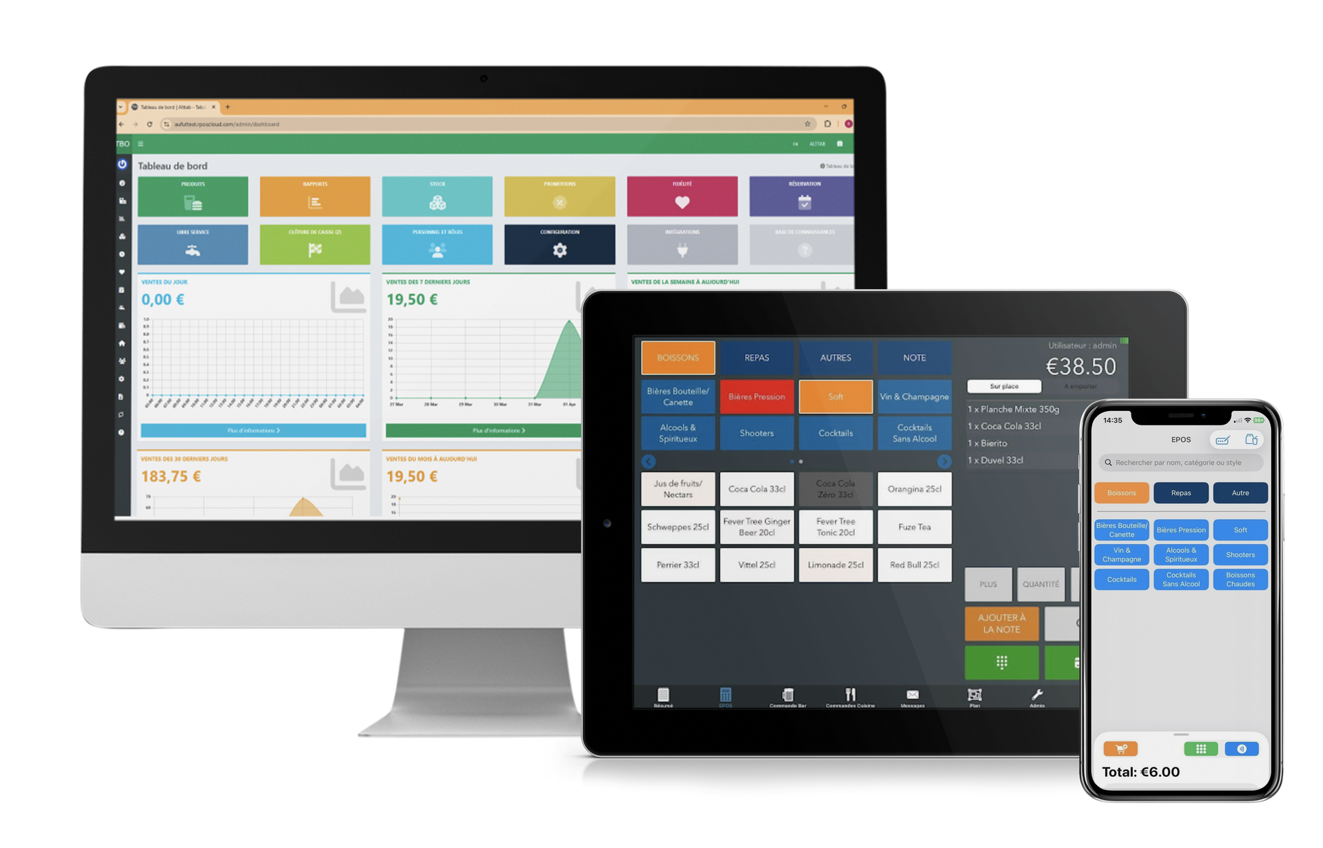 Système de caisse pour café et bar, back office et commande mobile