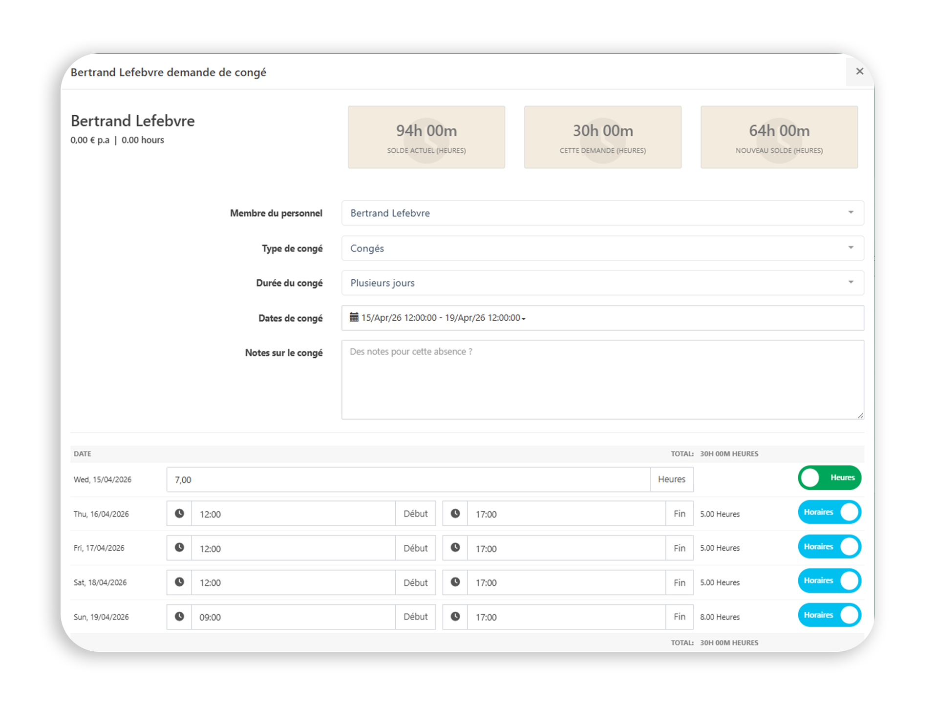 Confirmer les heures du personnel et exporter vers Xero