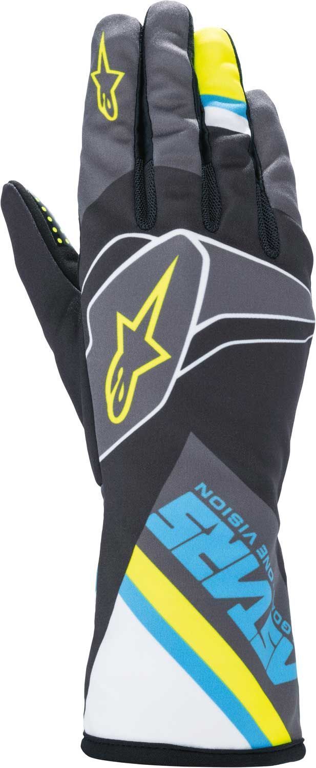 Alpinestars karthandschoen Tech 1k race v2 zwart/lichtblauw/geel