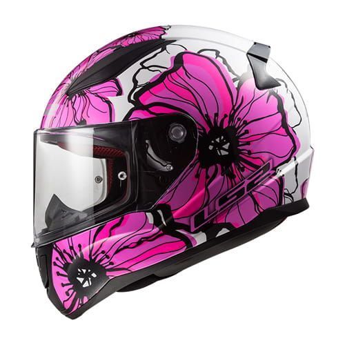 LS2 helm FF353 Rapid Poppies rapid wit/roze
