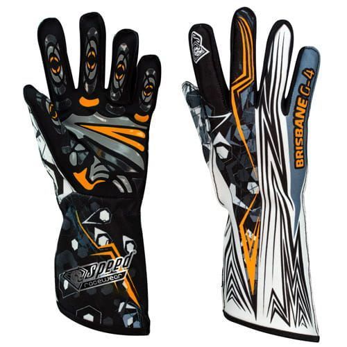 Speed karthandschoenen Brisbane G4 zwart/wit/fluororanje