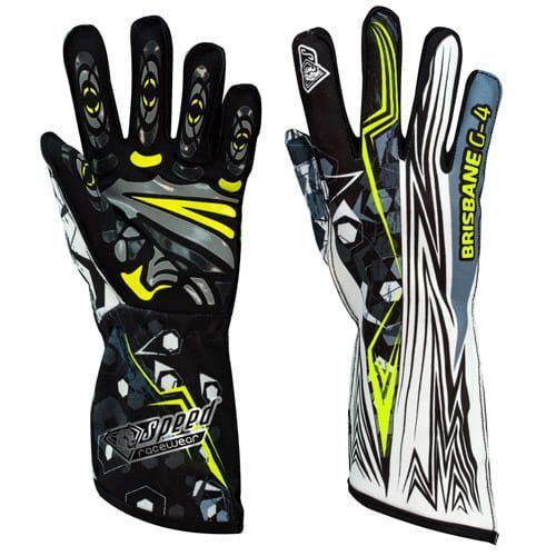 Speed karthandschoenen Brisbane G4 zwart/wit/fluorgeel