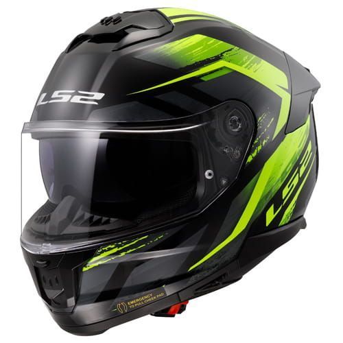 LS2 helm FF808 Stream Fury  zwart/fluorgeel