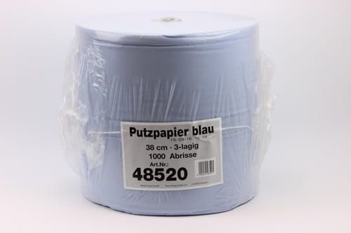 Poetsrol 3 laags blauw 1000 vellen 38cm