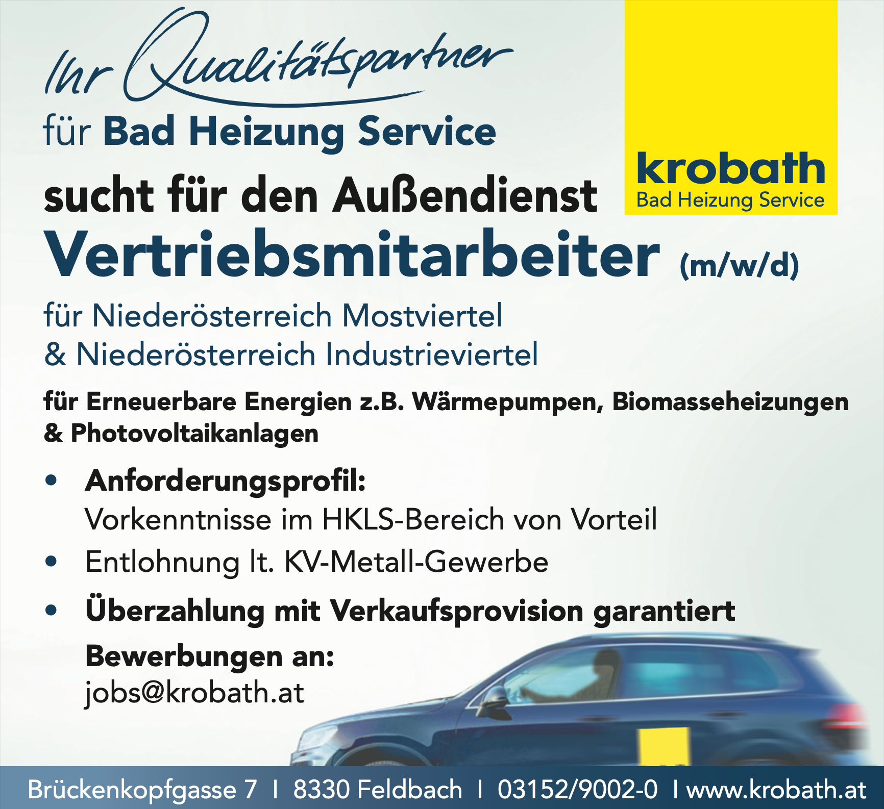 Eine Anzeige für den Heizungsservice Krobath Bad