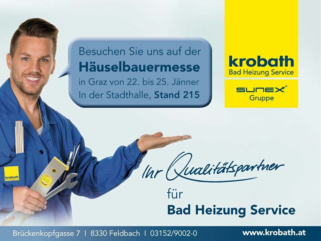 Information zur Häuslbauermesse Graz im Jänner 2026 ,Messestand von Krobath