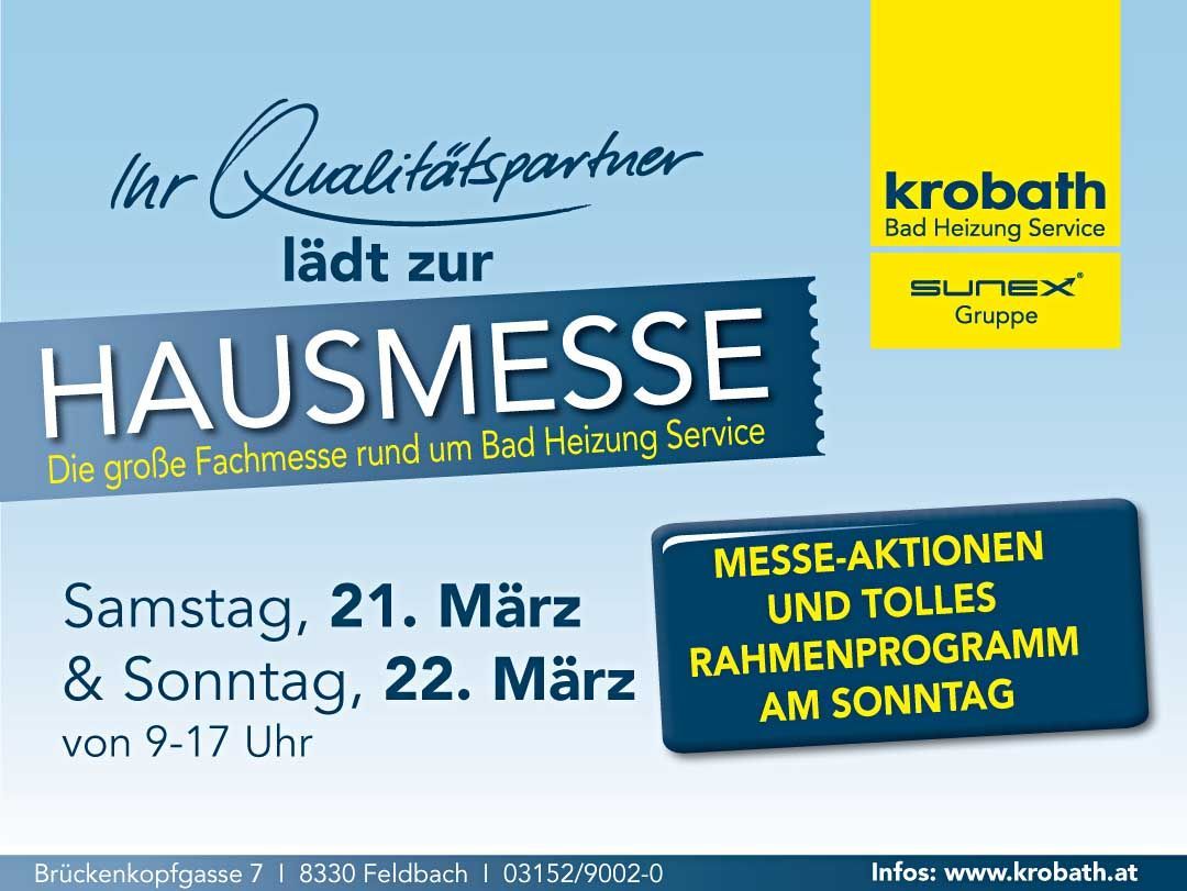 Flyer zur Hausmesse Feldbach im März 2026 - Fachmesse für Bad Heizung Service