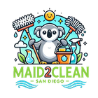 A cartoon koala is holding a mop and bucket.