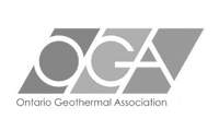 Ontario Geothermal Association logo in gray with stylized letters OGA.