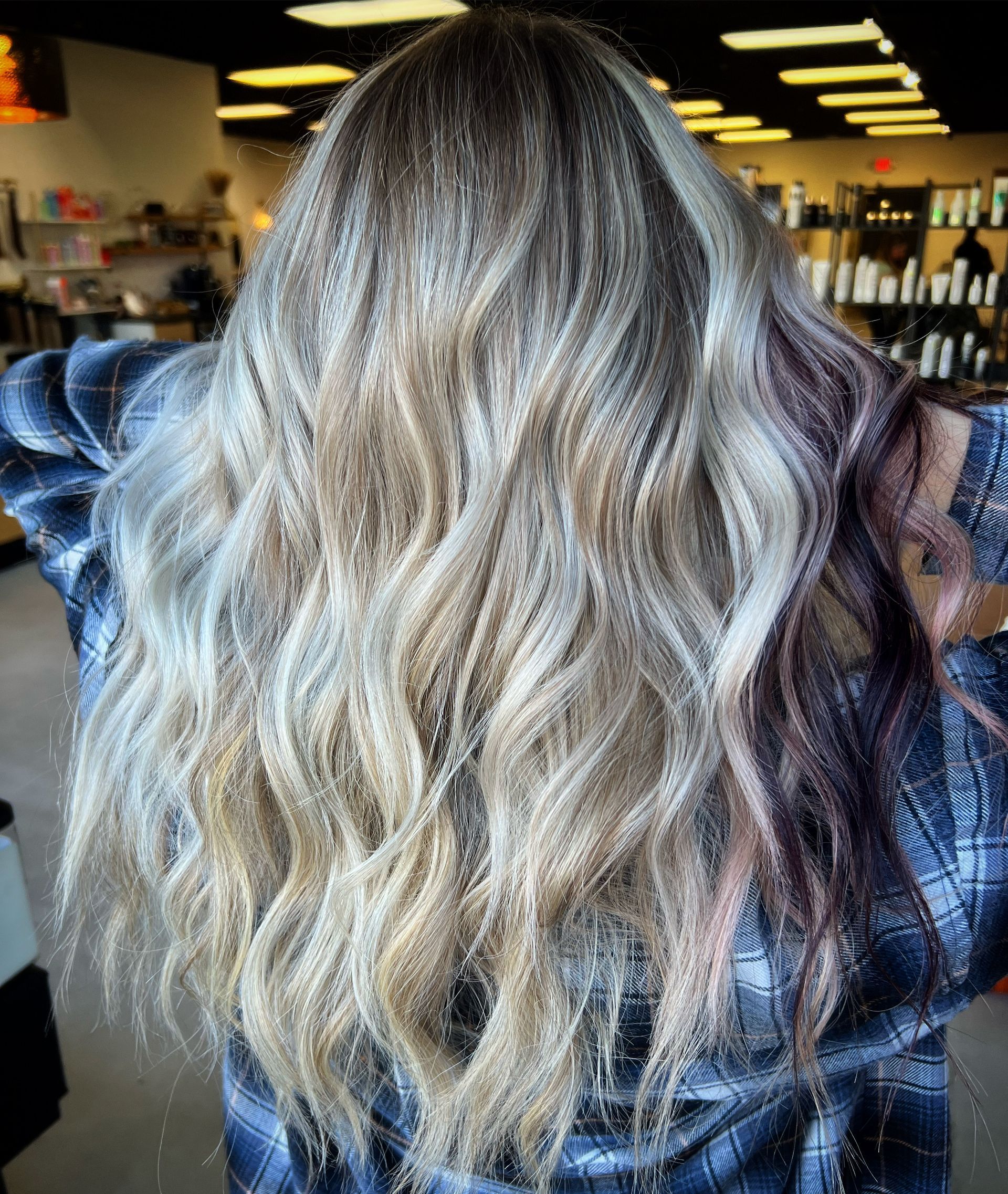 fun blonde hair color, blonde highlights, blonding specialist, blonde and red haircolor