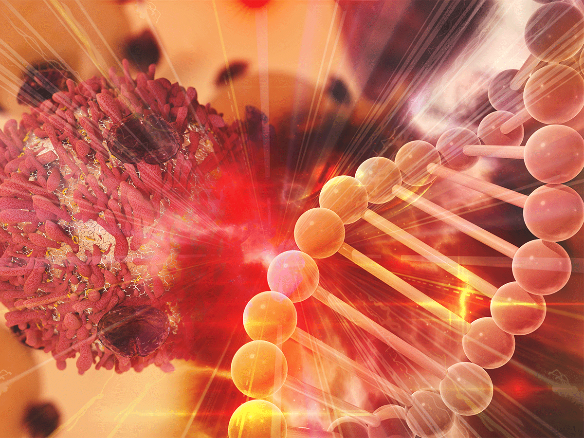 Cancer cell, DNA illustration Cancer cell, DNA illustration