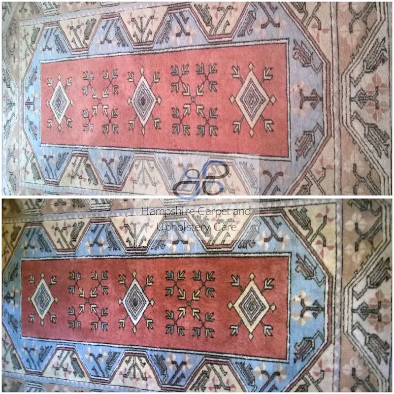 Wool rug cleaning on-site in Chilworth – WoolSafe approved