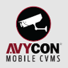AVYCON Mobile logo with black and red security camera icon and text