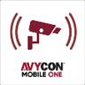 AVYCON Mobile One logo with a red CCTV camera icon and signal waves on white background