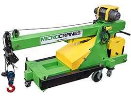 Efficient compact Design Green and yellow Microcranes mini crane with hook and boom arm