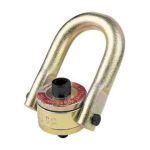 Brass padlock with a curved shackle and black keyhole cover on a white background