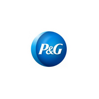 P&G logo in white lettering on a blue circular background