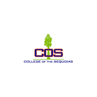 College of the Sequoias logo with purple “COS” text and a green sequoia tree on a white background