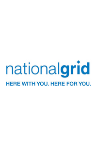 National Grid logo in blue with the tagline “Here with you. Here for you.”