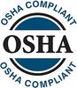 Blue and black OSHA compliant logo with circular seal and bold OSHA text