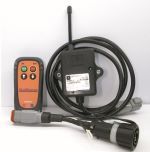 Wireless inspection camera with coiled cable, handheld orange remote, and probe on a white background
