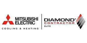 The mitsubishi electric and diamond contractor logos are on a white background.